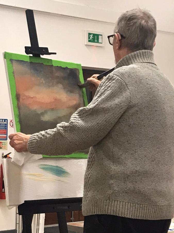 February – Edwin demonstrated how to master the art of skies in acrylics